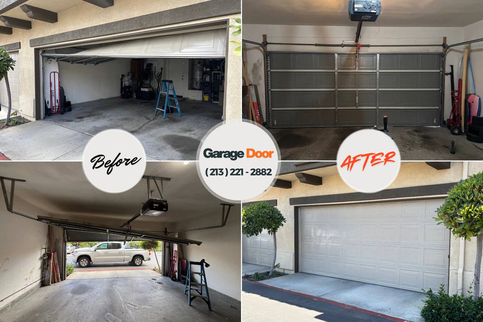 Before and after: garage door repair Enochville, NC